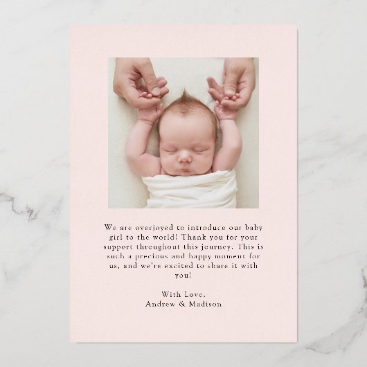 Élégant Rose Bow Faire-part de naissance or (Verso)