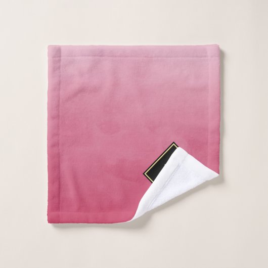 Élégant rose Brossé Avec Monogramme Or Simple (Gant de toilette)