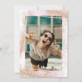 Élégant Rose Carte de remerciements de diplôme d'o (Devant)