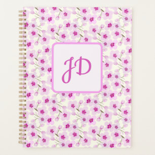 Élégant rose cerisier fleuri Art Monogramme