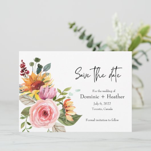 Élégant Rose Chic et Faire-part de mariage photo (Debout devant)