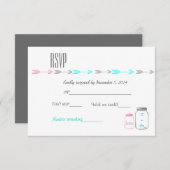 Élégant rose classique | Eau | Carte RSVP grise (Devant / Derrière)