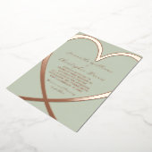 Elégant Rose Coeur Or & Faire-part de mariage Vert (Rotation)