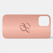 Élégant Rose couleur or coque iphone monogramme (Verso (horizontal))