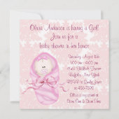 Elégant rose Damask Baby Shower Invitations (Dos)