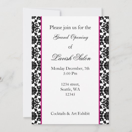 Elégant rose damask Corporate party Invitation (Devant)