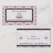 Elégant rose damassé cartes de visite de mode (Devant / Derrière)