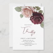 Elégant Rose de Bourgogne Faire-part de mariage fl (Devant)