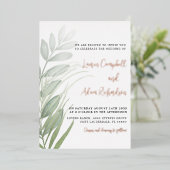 Elégant Rose de Foliage Faire-part de mariage or (Debout devant)