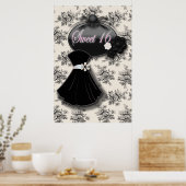 Elégant Rose de pays SWEET 16 NOIR GOWN affiche (Cuisine)