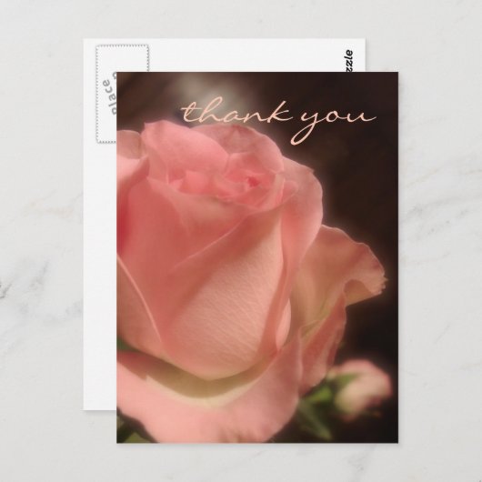 Elégant Rose de pêche - Carte postale Merci (Devant / Derrière)