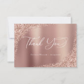 Élégant Rose de script Mariage or Merci (Devant)