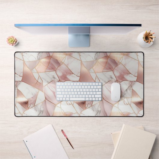 Élégant Rose de verre doré Agate de marbre Motif (Bureau 1)