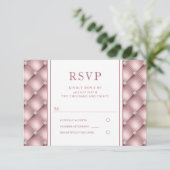 Elégant Rose Diamant Or Mariage Tufted RSVP (Debout devant)