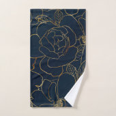 Élégant Rose d'or bleu floral (Serviette à main)