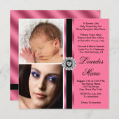 Élégant rose double photo Quinceanera Invitations (Devant / Derrière)