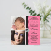 Élégant rose double photo Quinceanera Invitations (Debout devant)