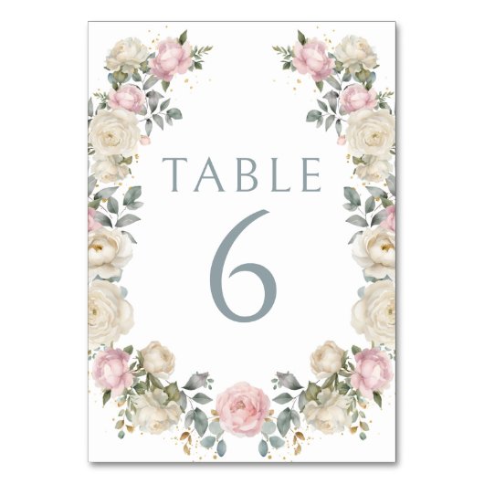 Élégant Rose Dusty Floral Mariage Numéros de table (Par défaut)