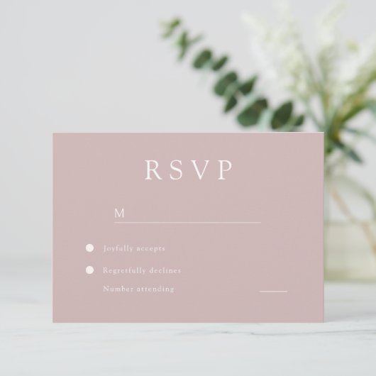 Elégant rose Dusty moderne mariage carte RSVP (Debout devant)