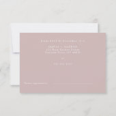 Elégant rose Dusty moderne mariage carte RSVP (Dos)