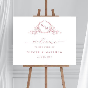 Elégant Rose Dusty Monogram Mariage Affiche de bie