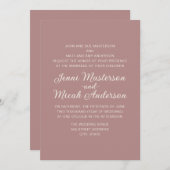 Elégant rose Dusty Rose Faire-part de mariage crèm (Devant / Derrière)