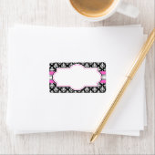 Élégant rose et noir Étiquettes de adresse imprima (En situation)