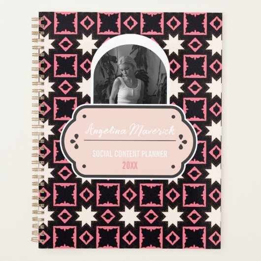 Élégant rose et noir Motif avec photo Social (Devant)