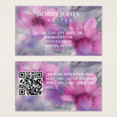 Elégant rose et pourpre Aquarelle Floral QR code (Devant & derrière)
