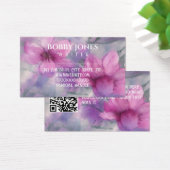 Elégant rose et pourpre Aquarelle Floral QR code (Bureau)