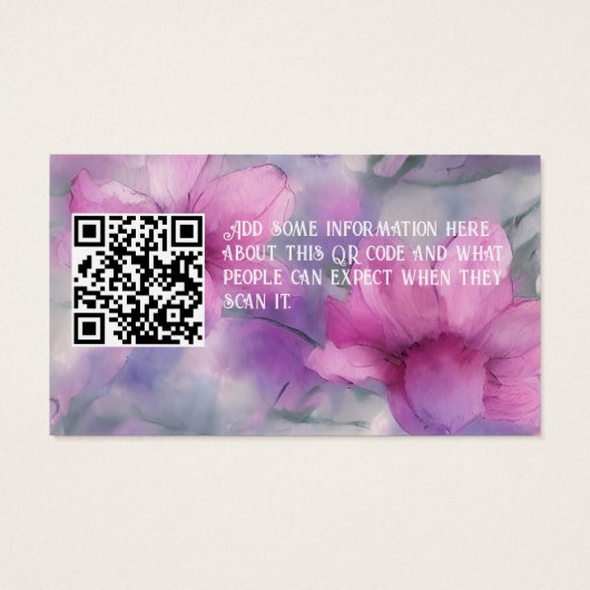 Elégant rose et pourpre Aquarelle Floral QR code (Dos)