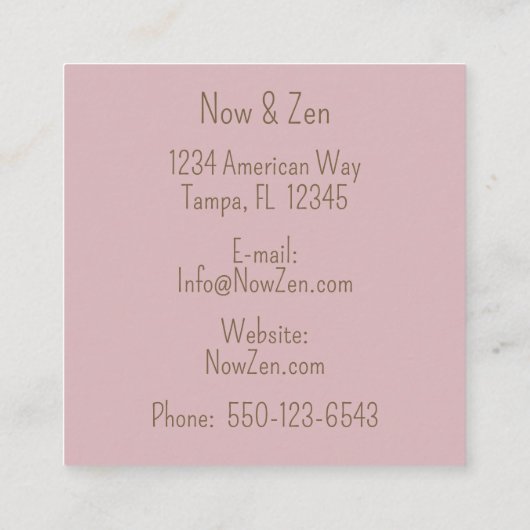 Élégant rose et Rose Carré Carte de visite (Dos)