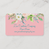 Élégant rose et Turquoise Carte de visite floral (Devant)