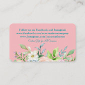 Élégant rose et Turquoise Carte de visite floral (Dos)