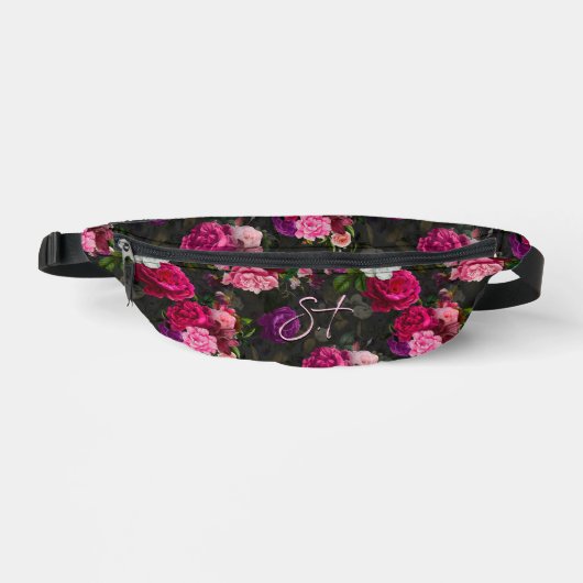 Élégant rose fleurs noir monogramme (Recto)