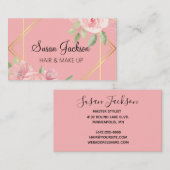 Élégant Rose Floral Carte de visite Gold Edging (Devant / Derrière)