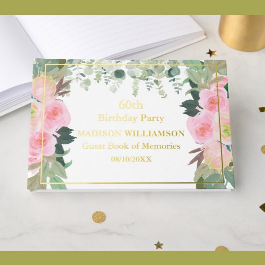 Élégant rose Floral Chaque année Anniversaire Gold