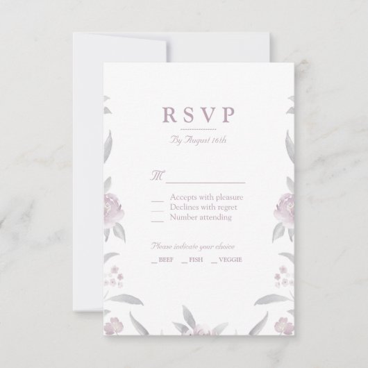 Elégant rose floral Chinoiserie Mariage RSVP (Devant)