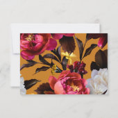 Elégant rose floral et mariage or RSVP (Dos)