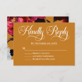 Elégant rose floral et mariage or RSVP (Devant / Derrière)