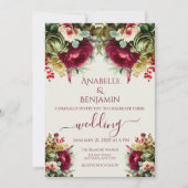 Élégant Rose floral Faire-part de mariage (Devant)