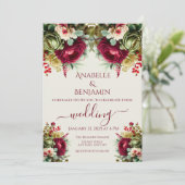 Élégant Rose floral Faire-part de mariage (Debout devant)