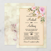 Élégant Rose floral Faire-part de mariage gay (Devant / Derrière)