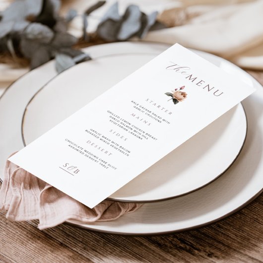 Élégant Rose Floral Minimal Le Menu