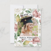 Élégant Rose Floral Photo Merci de graduation (Devant)