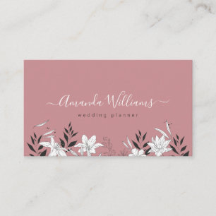 Élégant Rose Floral QR Code Carte de visite