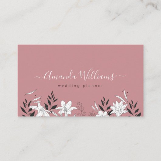 Élégant Rose Floral QR Code Carte de visite (Devant)