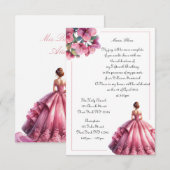 Elégant rose Floral Quinceañera Invitation (Devant / Derrière)