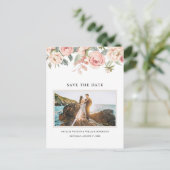 Élégant Rose floral rose Enregistrer la date Carte (Debout devant)