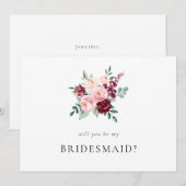 Élégant Rose Floral Soyez ma carte de proposition (Devant / Derrière)